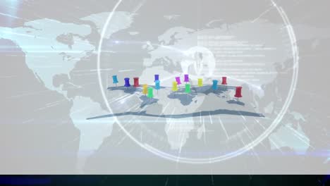 Animation-Der-Datenverarbeitung-über-Standort-Pins-Auf-Der-Weltkarte