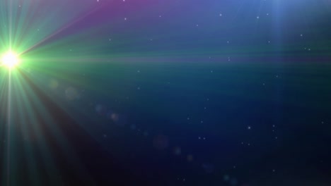 Animation-Von-Leuchtenden-Grünen-Flecken-Und-Sternen-Am-Blauen-Universumshimmel