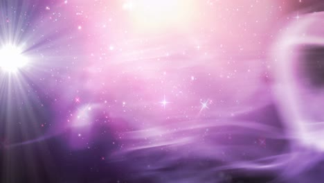 Animation-Leuchtender-Sterne-Auf-Rosa-Und-Violetten-Lichtspuren-Im-Universum