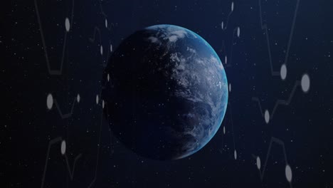 Animation-Eines-Netzwerks-Von-Verbindungen-über-Ein-Blaues-Gitter-Mit-Dem-Planeten-Erde