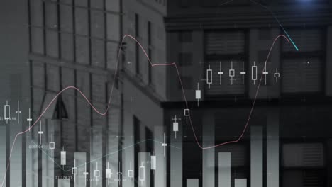 Digitale-Komposition-Der-Finanzdatenverarbeitung-Vor-Hohen-Gebäuden-Im-Hintergrund