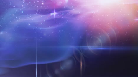 Animation-Leuchtender-Sterne-Auf-Blauen,-Rosa-Und-Violetten-Lichtspuren-Im-Universum