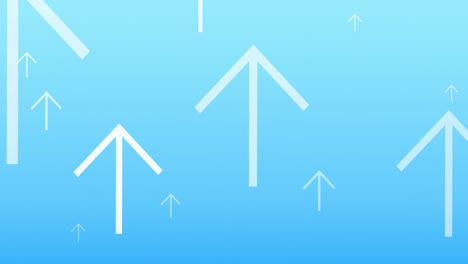 Animation-of-multiple-white-arrows-pointing-up-on-blue-background
