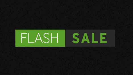 Digital-animation-of-flash-sale-text-over-grey-and-green-banner-against-black-background