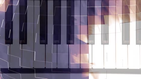 Animation-of-piano-keyboard-over-mirror-disco-ball-spinning