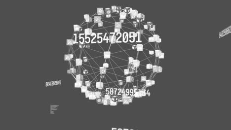 Animation-of-numbers-and-web-of-connections-on-green-background