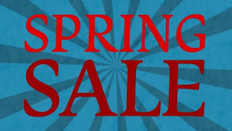 Animation-of-spring-sale-text-in-red-letters-over-spinning-blue-stripes-in-background