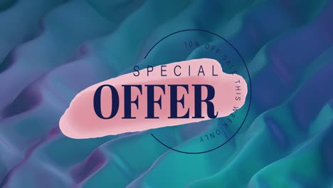 Animation-of-special-offer-text-on-pink-and-blue-liquid-background