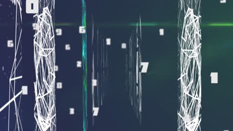 Animation-Eines-Netzes-Aus-Verbindungen-Und-Symbolen-Auf-Schwarzem-Hintergrund