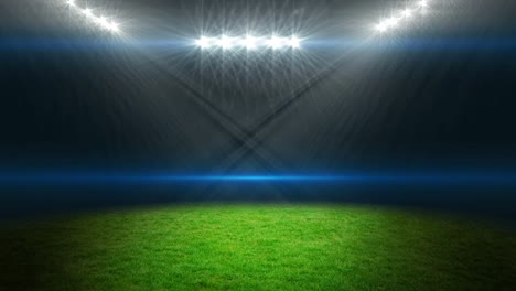 Animation-of-empty-sports-stadium-with-glowing-spotlights