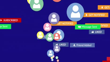 Animation-Fallender-Social-Media-Symbole-Und-Emojis-Auf-Blauem-Hintergrund