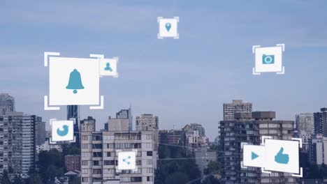Animation-of-social-media-icons-over-cityscape