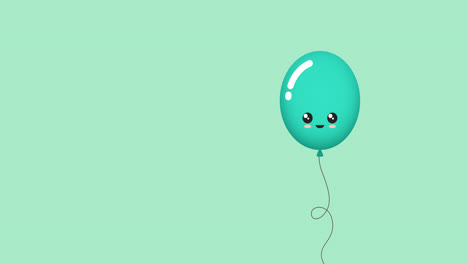 Animation-of-green-balloon-with-face-and-copy-space-on-green-background