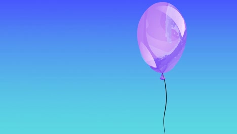 Animation-of-purple-balloon-and-copy-space-on-blue-background
