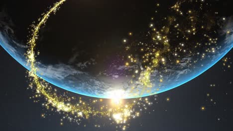 Animation-of-globe-with-glowing-shooting-star