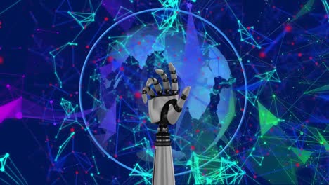 Animation-of-globe-with-robot's-arm-and-network-of-connections
