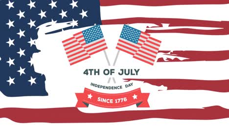 Animación-Del-Texto-Del-Día-De-La-Independencia-Del-4-De-Julio-Sobre-La-Bandera-Estadounidense