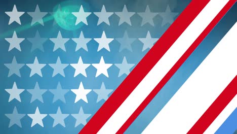 Animation-Von-Sternen-Und-Streifen-Der-Amerikanischen-Flagge-Auf-Blauem-Hintergrund