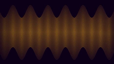 Animation-of-thin-brown-parallel-curved-zigzag-lines-slowly-scrolling-over-black-background