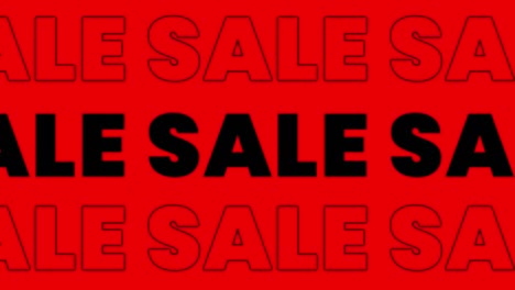 Animation-of-the-word-sale-in-black-and-white,-on-alternating-white,-black,-red-and-blue-background
