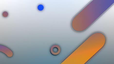 Animation-of-orange-and-blue-capsule-and-circle-shapes-moving-on-pale-grey
