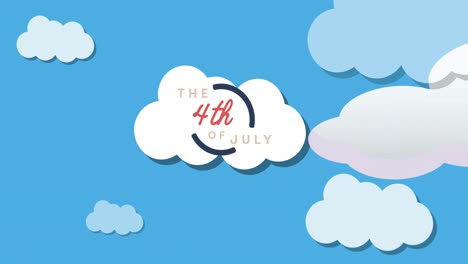 Animation-of-the-4th-of-july-text-over-cloud-on-blue-background