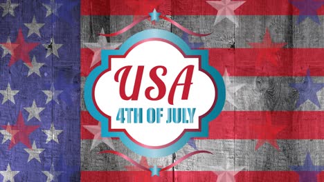 Animation-Des-Textes-Zum-Unabhängigkeitstag-über-Der-Flagge-Des-Amerikanischen-Musters