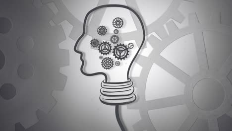 Animation-of-human-brain-with-cogs-working-on-grey-background
