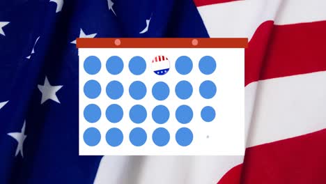 Animation-Einer-Token-Vorlagenkarte-Und-Eines-Symbols,-Das-Sich-über-Die-Amerikanische-Flagge-Bewegt