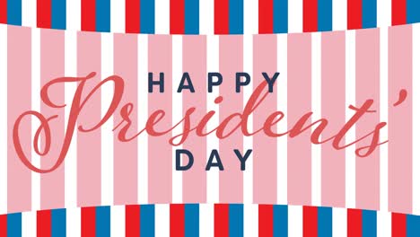 Animation-of-happy-presidents-day-text-over-stripes-of-american-flag