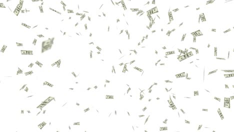 Animation-of-american-dollar-banknotes-falling-on-white-background