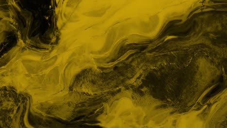 Animation-of-vibrant-coloured-yellow-liquid-flowing-in-hypnotic-motion-on-black-background