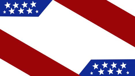 Animation-Der-Amerikanischen-Flagge-Und-Sterne,-Die-Sich-über-Weißem-Hintergrund-Bewegen