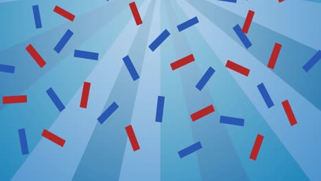Animation-of-blue-and-red-confetti-over-blue-stripes