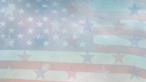 Animation-Von-Sternenbanner-über-Der-Amerikanischen-Flagge