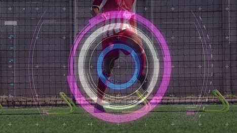 Animation-of-scope-scanning-and-data-processing-over-football-players-exercising