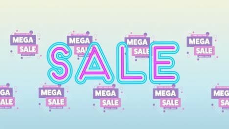 Animation-of-sale-neon-text-over-mega-sale-words-in-background