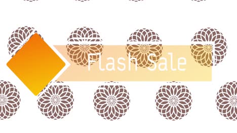 Animation-of-flash-sale-text-over-banner-and-flowers-on-white-background