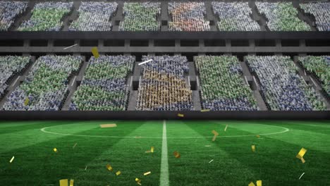 Animation-of-confetti-falling-over-empty-sports-stadium