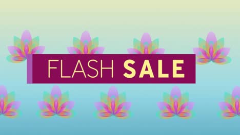 Animation-of-flash-sale-text-over-banner-and-flowers-in-background