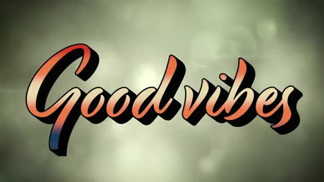 Animation-of-good-vibes-text-with-glowing-green-lights-over-clouds-in-background