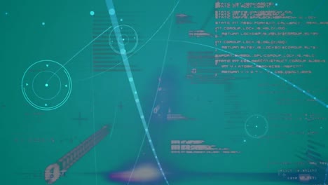 Animation-Des-Verbindungsnetzwerks-Und-Der-Binären-Codierungsdatenverarbeitung-Auf-Grünem-Hintergrund