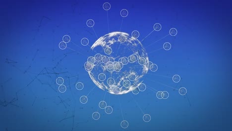 Animation-Der-Globusdrehung-Und-Netzwerk-Von-Verbindungen