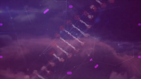 Animation-of-dna-strand-spinning-with-scope-scanning-and-network-of-connections