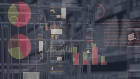 Animation-Von-Statistiken-Und-Finanzdatenverarbeitung-über-Einkaufswagen