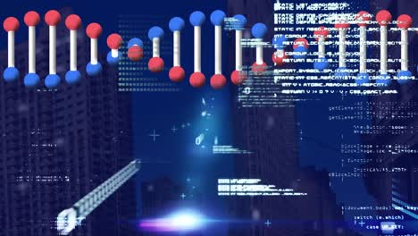 Animation-Der-DNA-Strangspinnen-Mit-Datenverarbeitung-Und-Netzwerk-Von-Verbindungen
