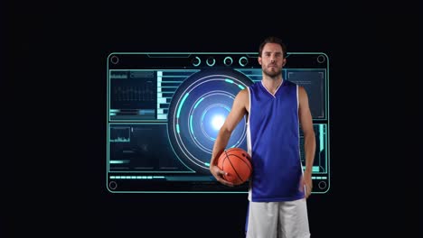 Animation-Des-Scannens-Von-Zielfernrohren-Und-Der-Datenverarbeitung-Mit-Einem-Männlichen-Basketballspieler