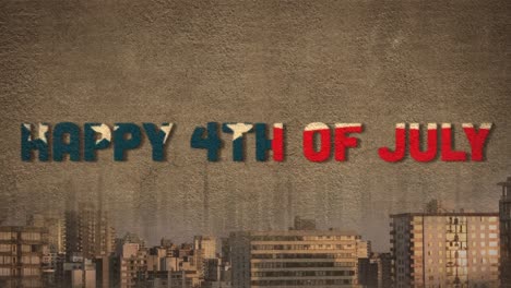 Animation-of-happy-fourth-of-july-text-over-cityscape