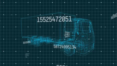 Animation-of-3d-car-drawing-and-numbers-changing-on-grid