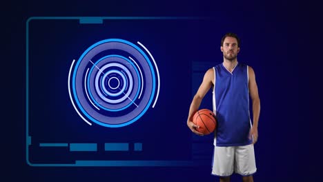 Animation-of-basketball-player-with-scope-scanning-and-data-processing